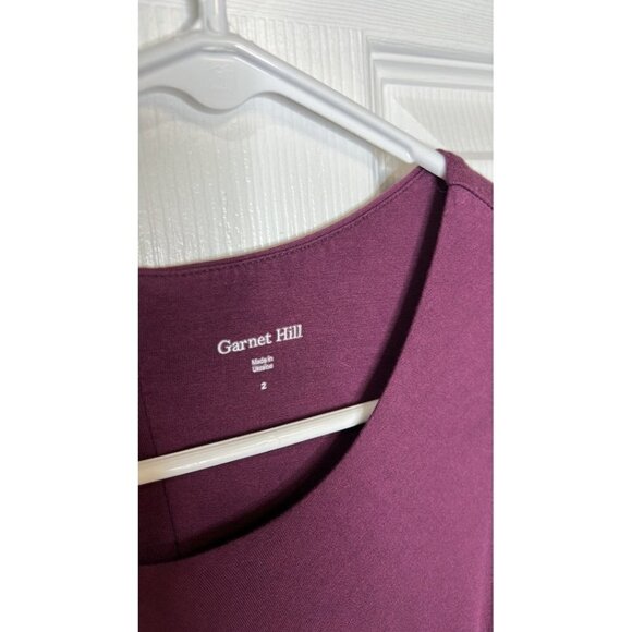 Garnet Hill Knit Jersey Dress Women's 2 Purple Sleeveless Faux Wrap Minimal Dres - Picture 5 of 6